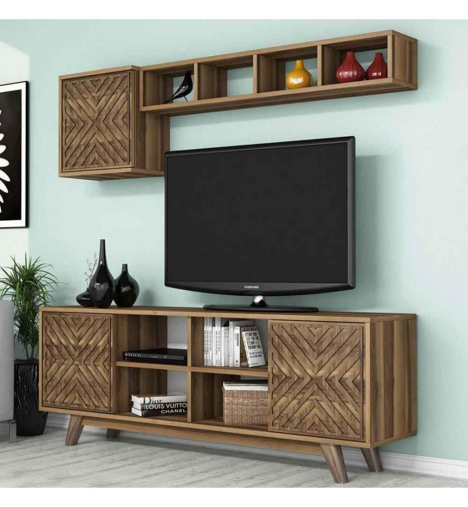 TV-Element, Nussbaum, Melaminbeschichtete Spanplatte