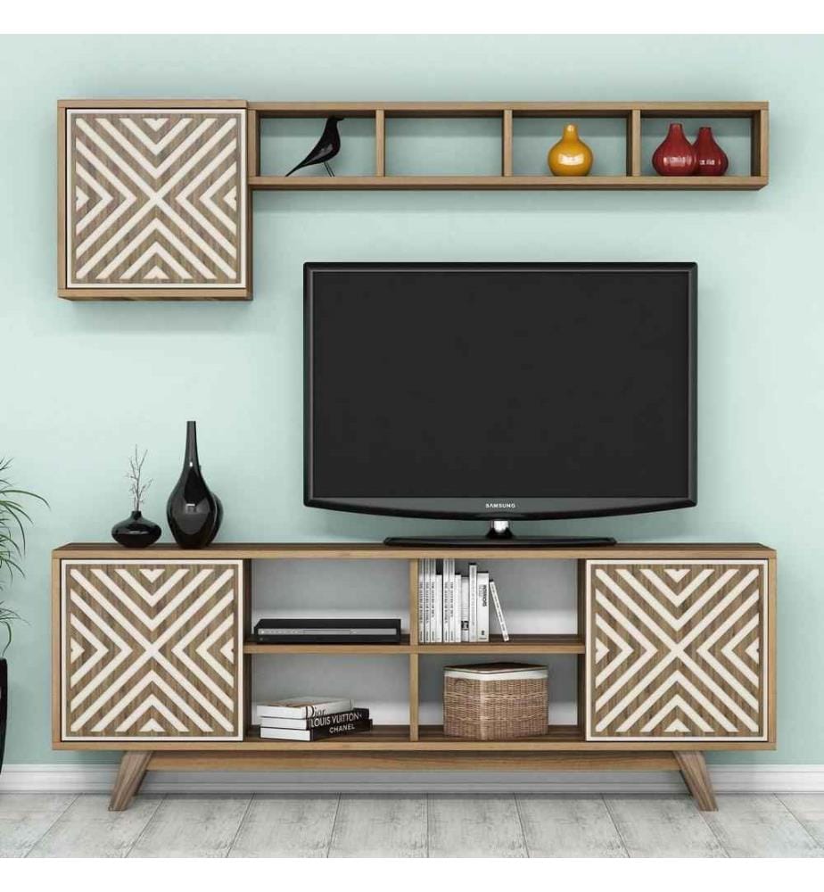 TV-Element, Nussbaum creme, Melaminbeschichtete Spanplatte