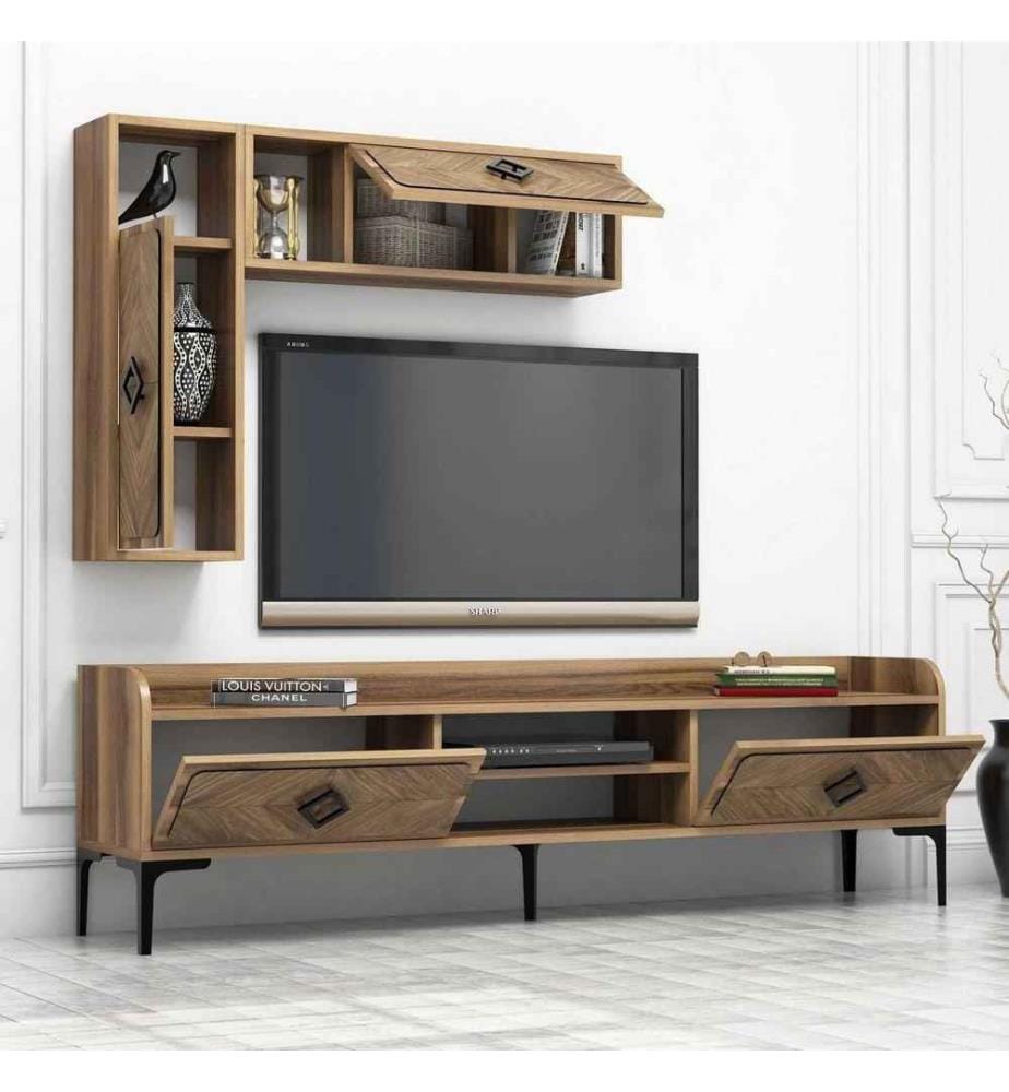 TV-Element, Nussbaum, Melaminbeschichtete Spanplatte