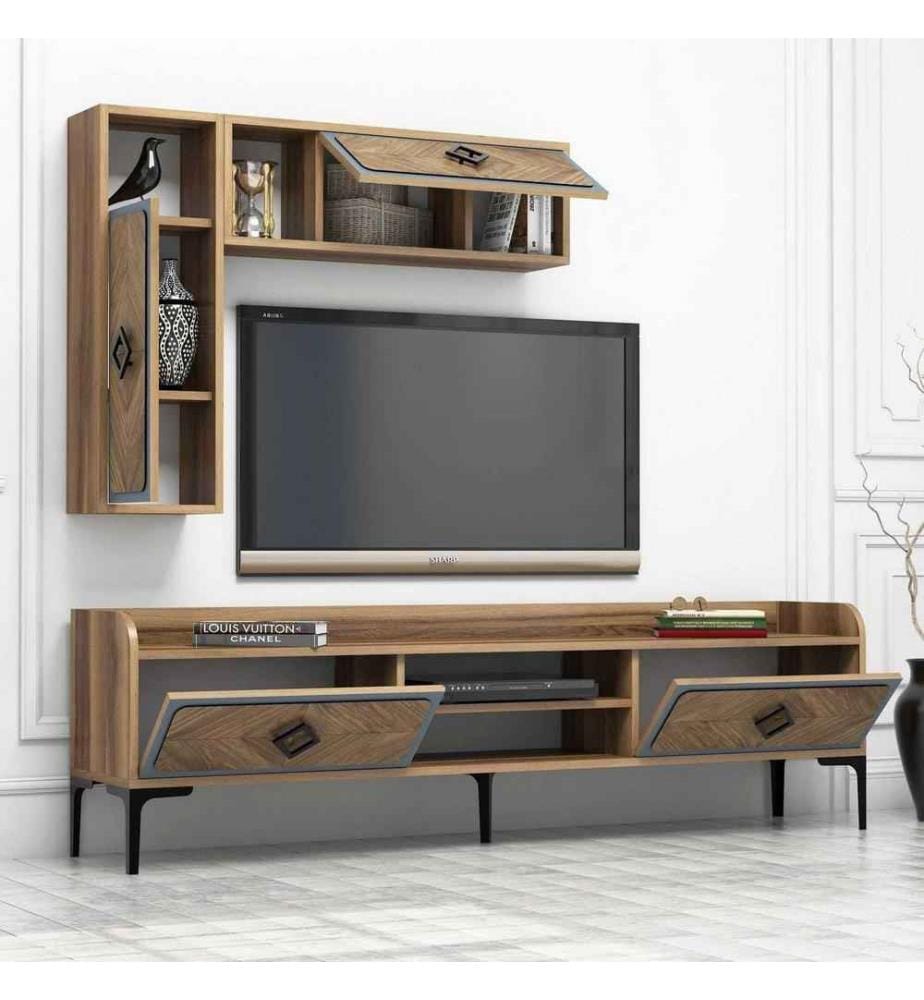 TV-Element, Walnussblau, Melaminbeschichtete Spanplatte