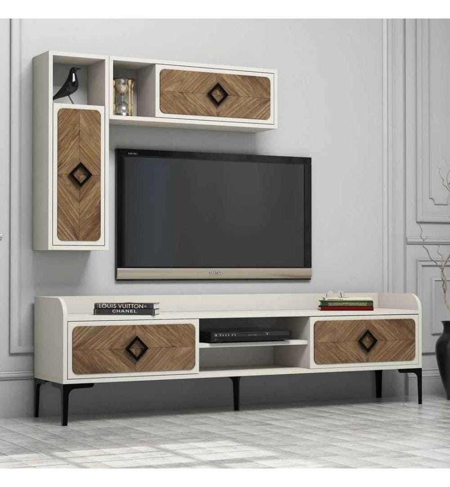 TV-Element, Nussbaum creme, Melaminbeschichtete Spanplatte