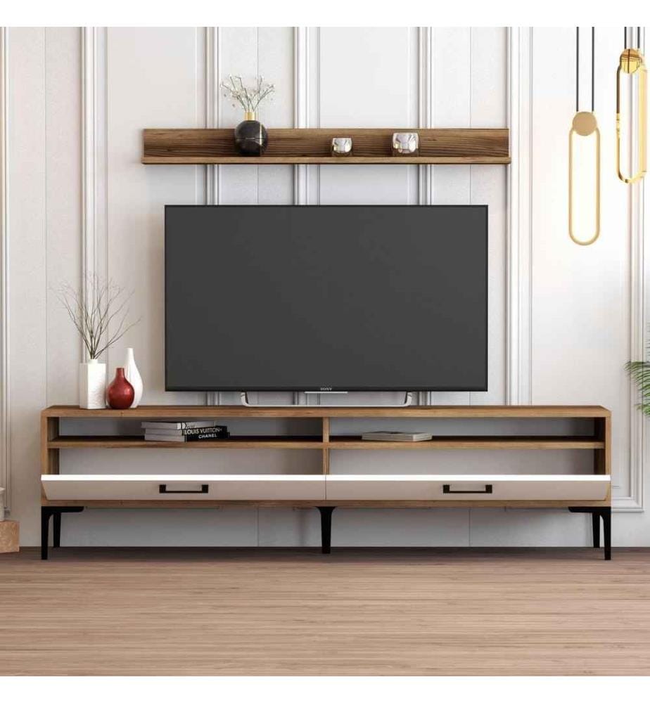TV-Element, Nussbaum weiss, Melaminbeschichtete Spanplatte