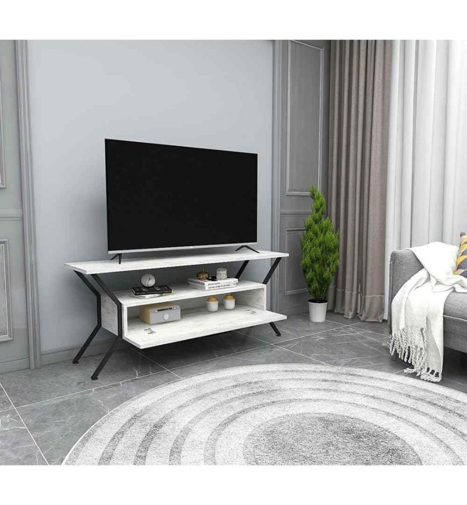 Meuble TV, Gris Noir, Panneau de particules mélaminé