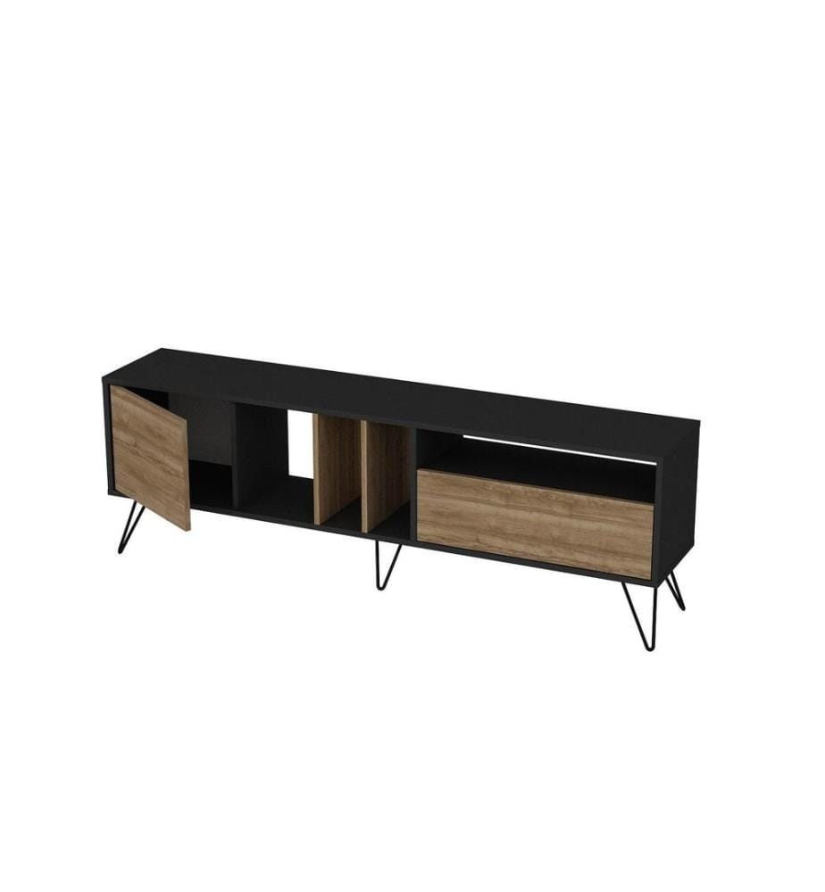 Meuble TV, Noyer Noir, Panneau de particules mélaminé
