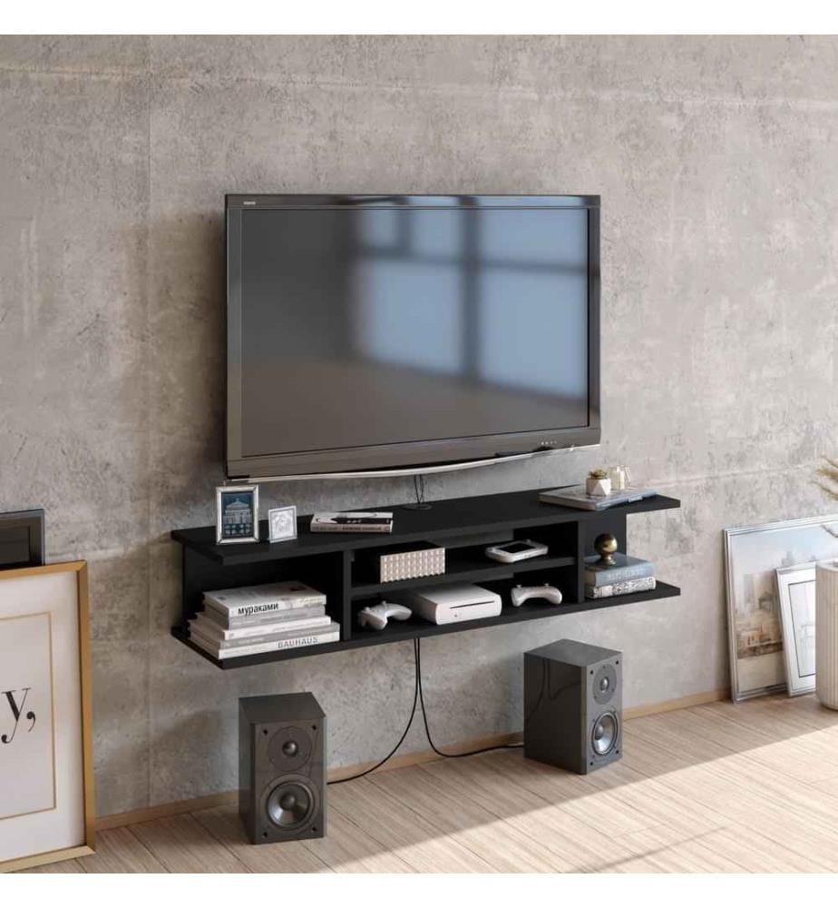 Meuble TV, Noir, panneau de particules mélaminé