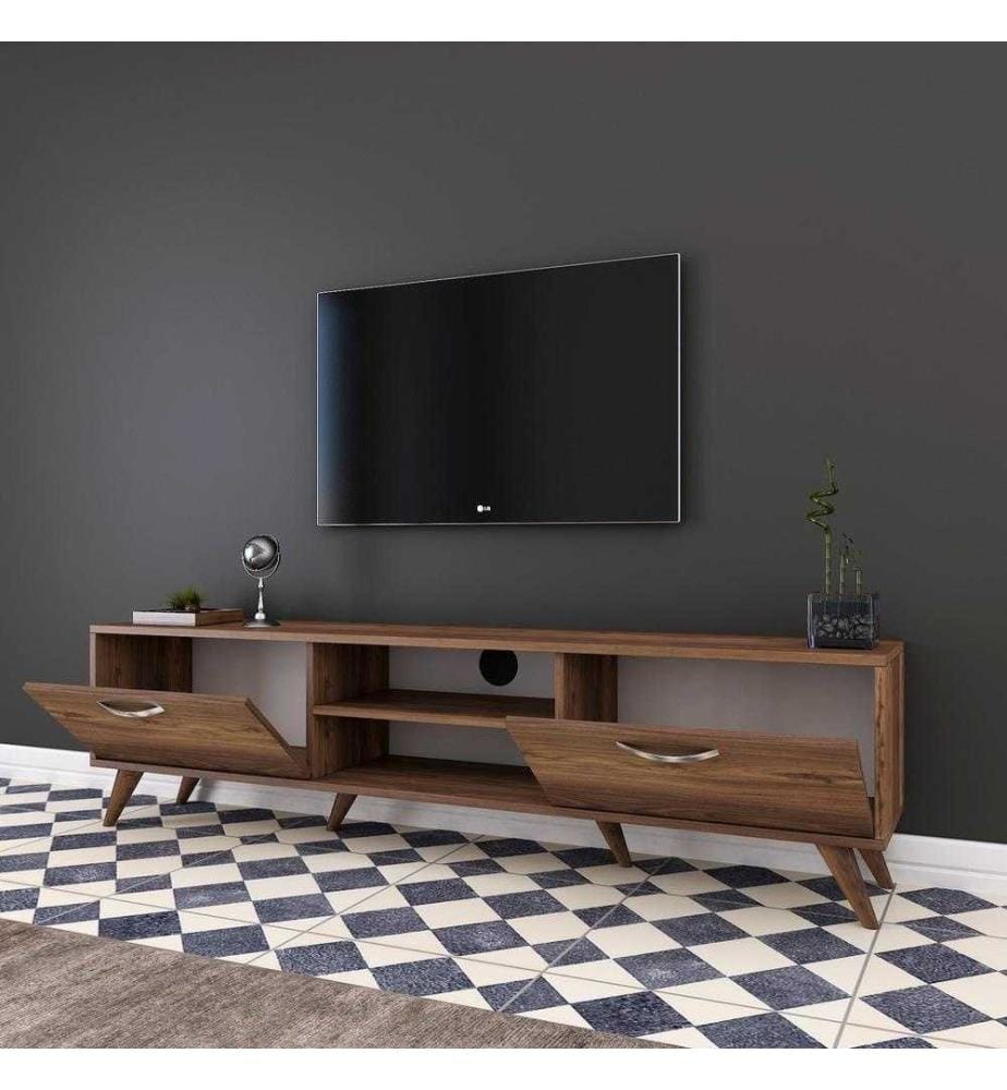 Meuble TV, noyer, panneau de particules mélaminé