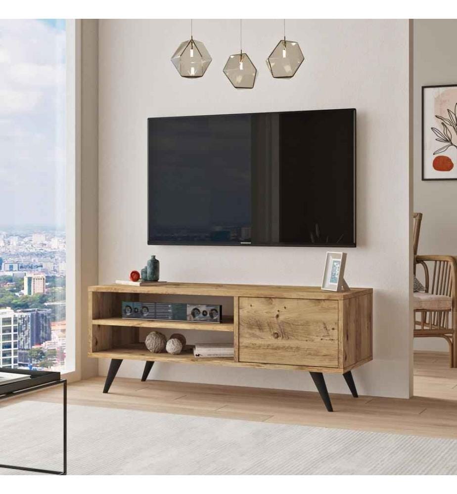 Meuble TV, pin atlantique, panneau de particules mélaminé
