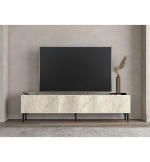 Meuble TV, travertin, 100 % PANNEAUX DE PARTICULES REVÊTUS DE MÉLAMINE