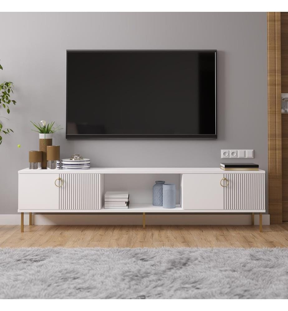 TV-Ständer, Weiss, 100 % MELAMINBESCHICHTETE SPANPLATTE