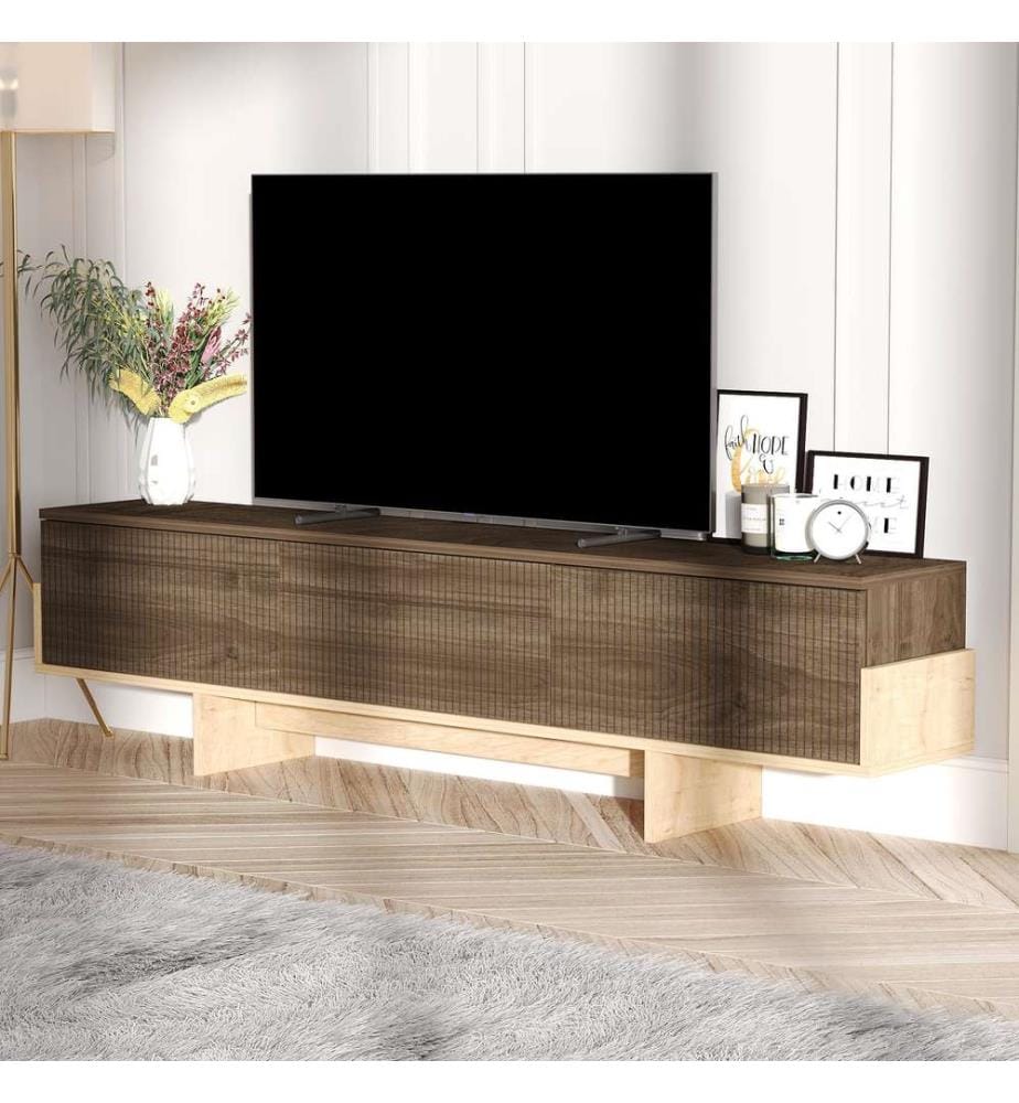 TV-Möbel, Walnuss, Saphir-Eiche, 100 % MELAMINBESCHICHTETE SPANPLATTE