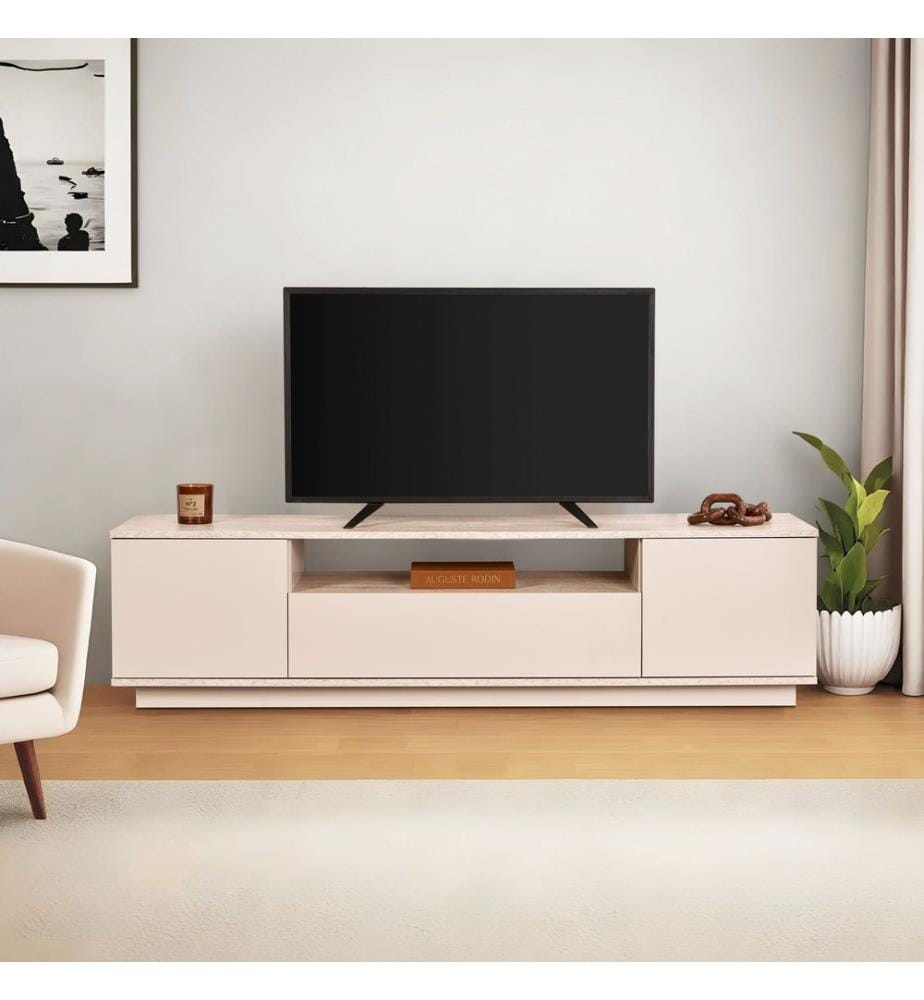 TV-Möbel, Mink, Travertin, 100 % MELAMINBESCHICHTETE SPANPLATTE