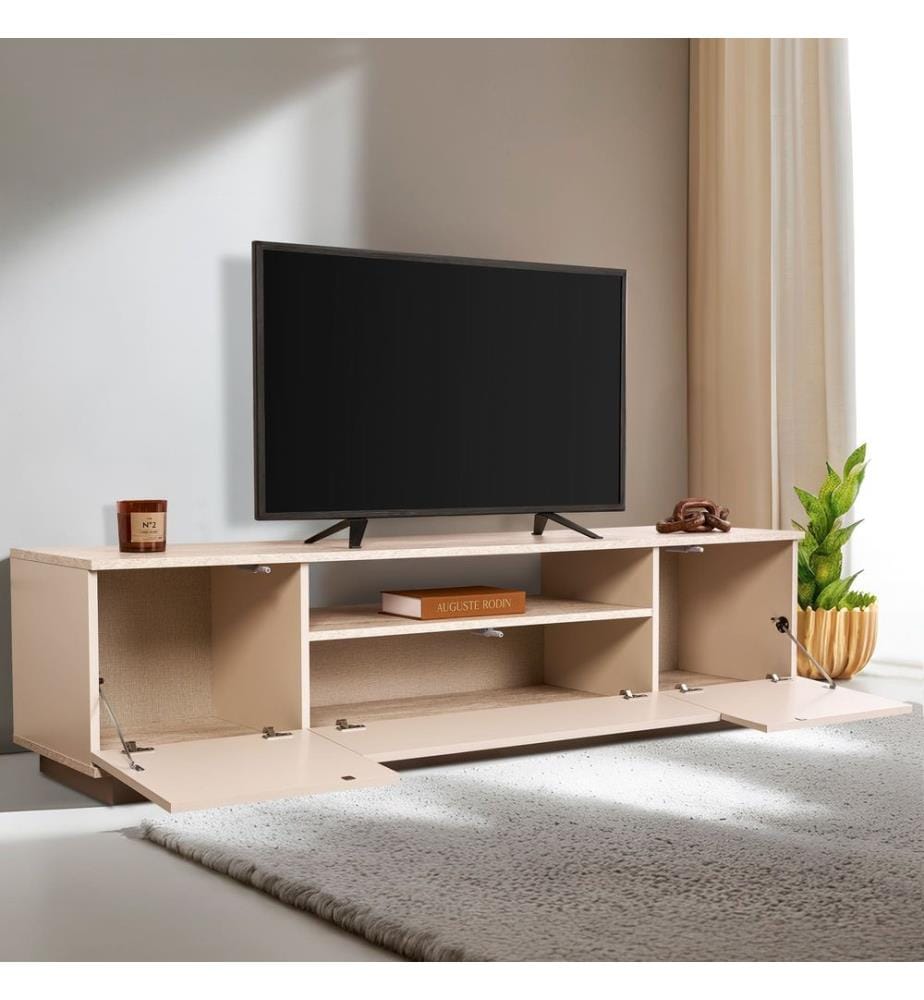 TV-Möbel, Mink, Travertin, 100 % MELAMINBESCHICHTETE SPANPLATTE
