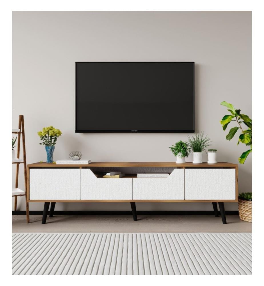 Mobile TV, noce, bianco, 100% MELAMINICO