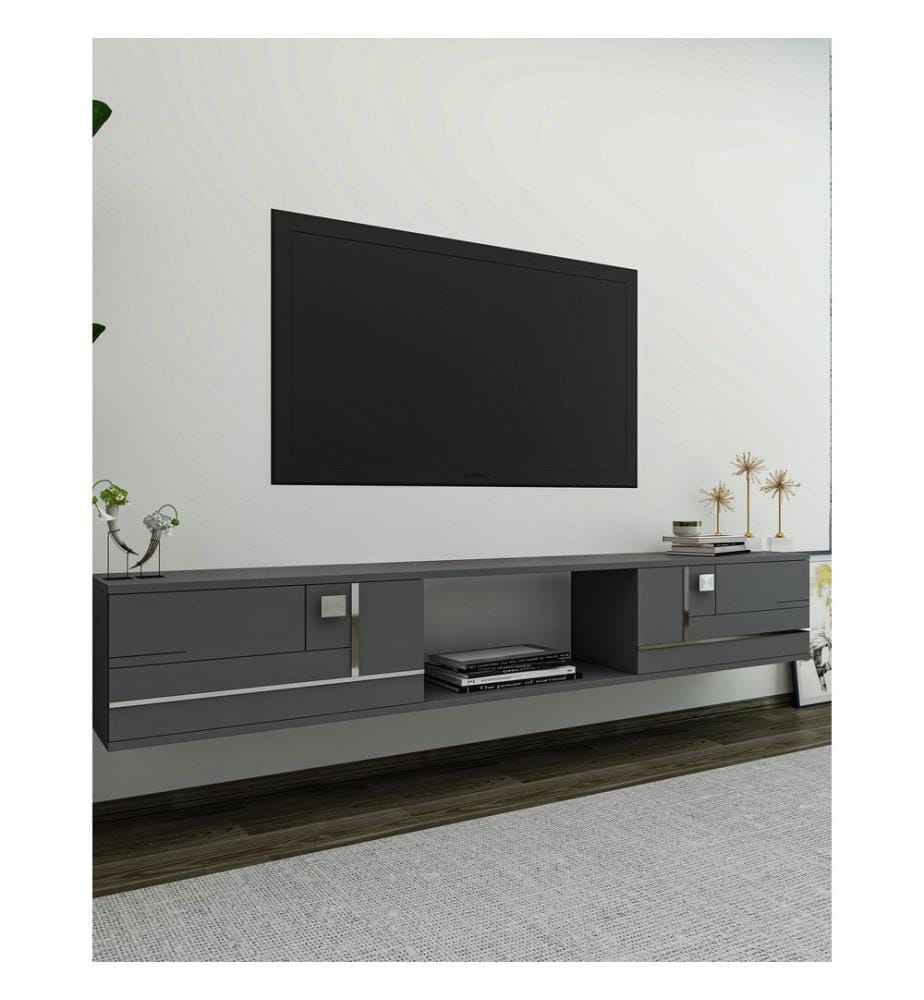 TV-Ständer, Anthrazit, Silber, 100 % MELAMINBESCHICHTETE SPANPLATTE