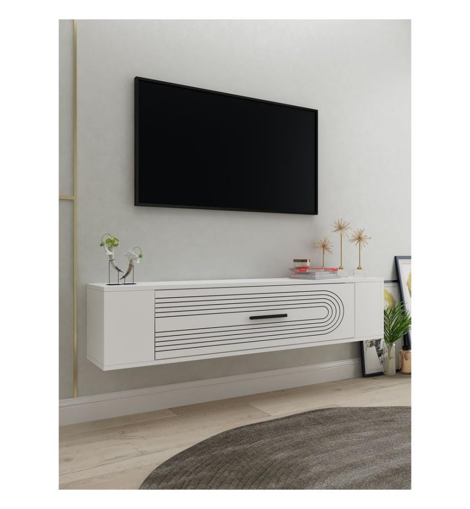 TV-Möbel, Weiss, 100 % MELAMINBESCHICHTETE SPANPLATTE