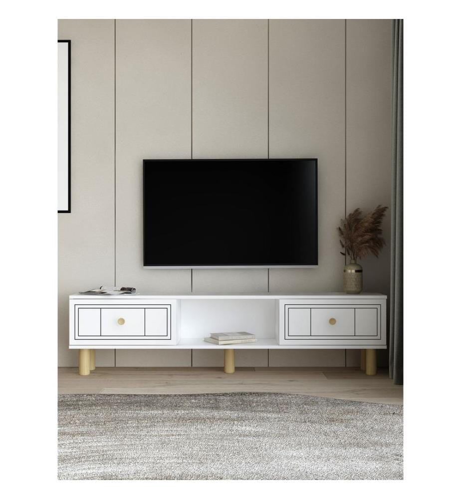 TV-Ständer, Weiss, 100 % MELAMINBESCHICHTETE SPANPLATTE
