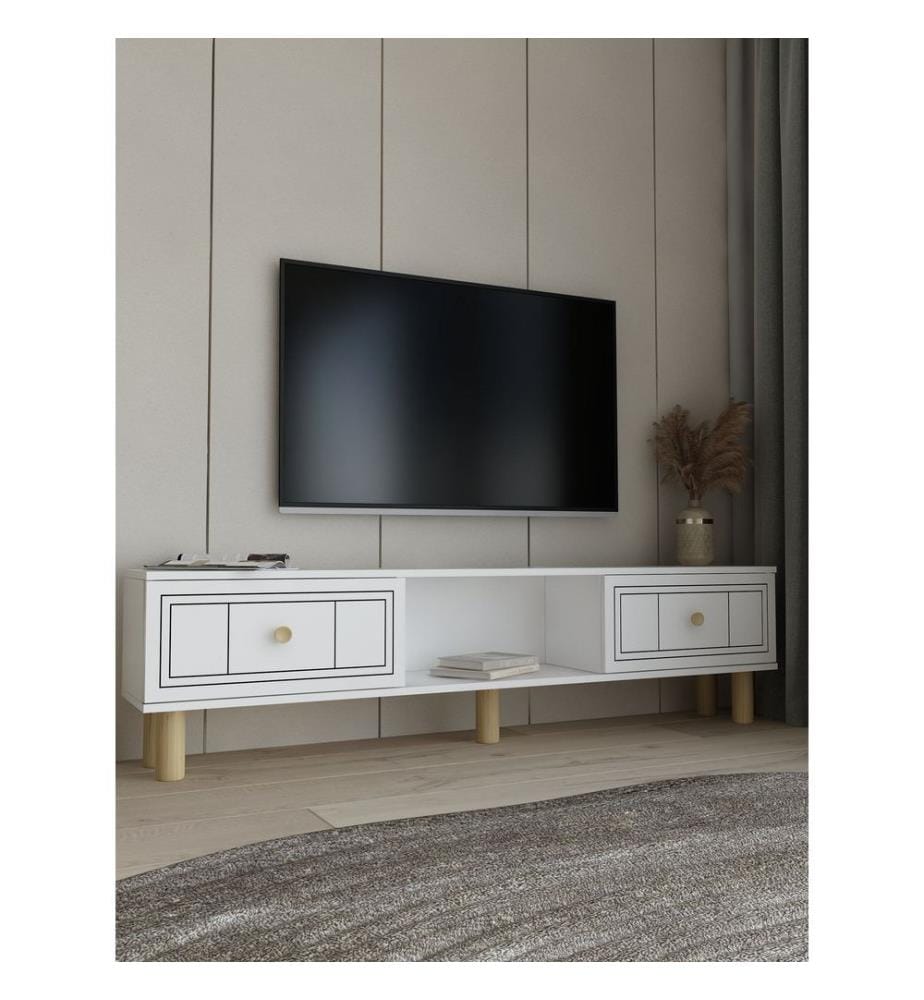 TV-Ständer, Weiss, 100 % MELAMINBESCHICHTETE SPANPLATTE