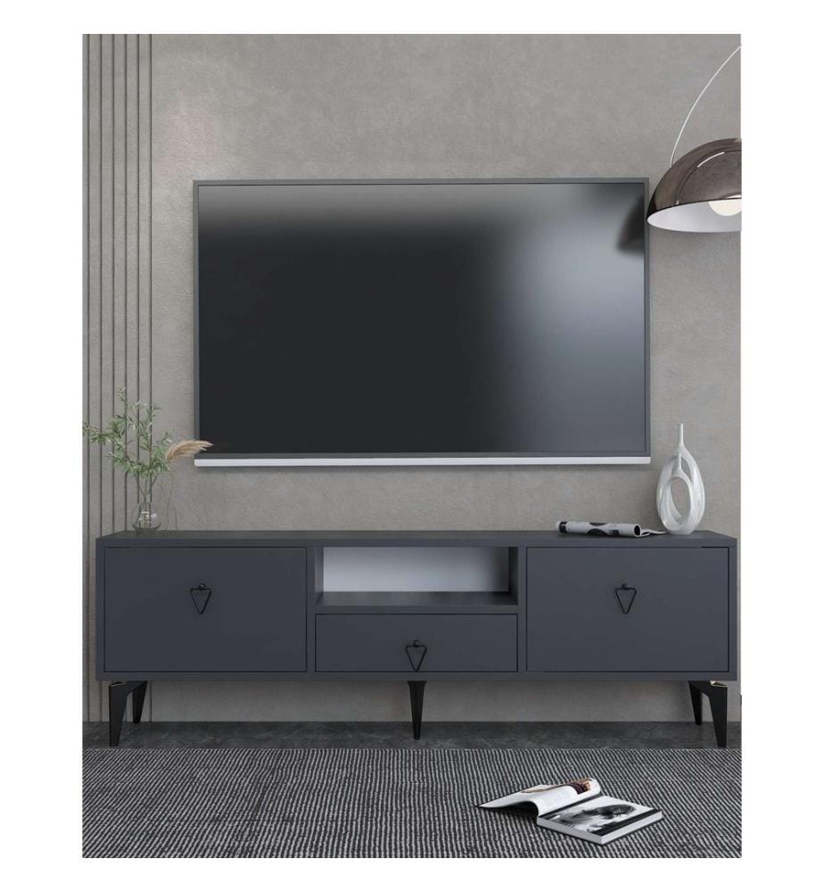 TV-Ständer, Anthrazit, Schwarz, 100 % MELAMINBESCHICHTETE SPANPLATTE