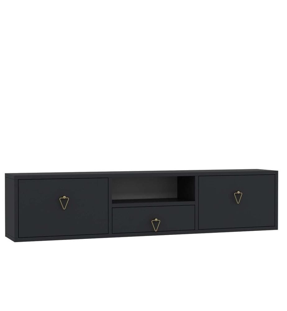 TV-Ständer, Anthrazit, Gold, 100 % MELAMINBESCHICHTETE SPANPLATTE