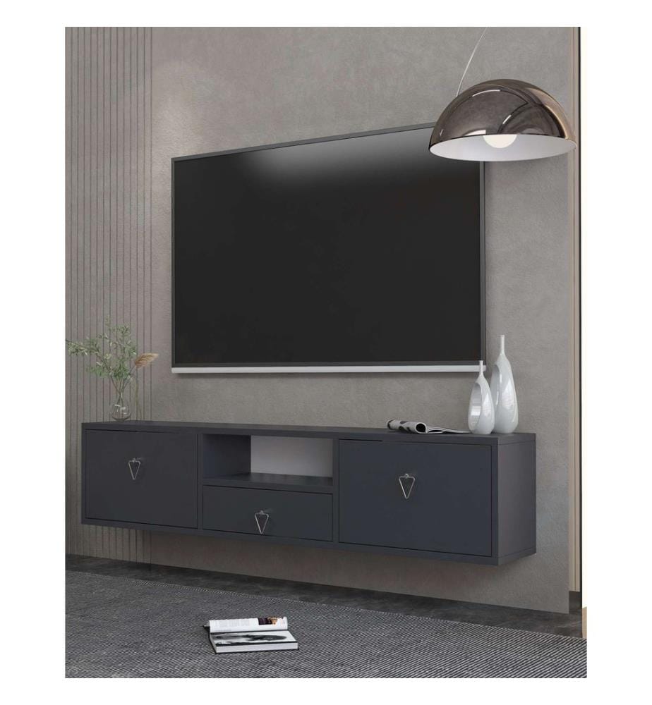 TV-Ständer, Anthrazit, Silber, 100 % MELAMINBESCHICHTETE SPANPLATTE