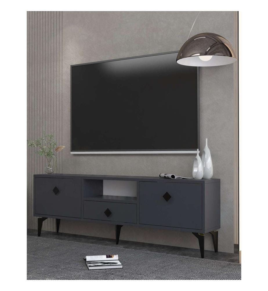 TV-Ständer, Anthrazit, Schwarz, 100 % MELAMINBESCHICHTETE SPANPLATTE