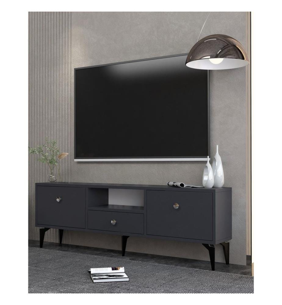 TV-Ständer, Anthrazit, Silber, 100 % MELAMINBESCHICHTETE SPANPLATTE