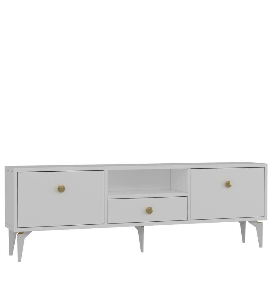 TV-Möbel, Weiss, Gold, 100 % MELAMINBESCHICHTETE SPANPLATTE