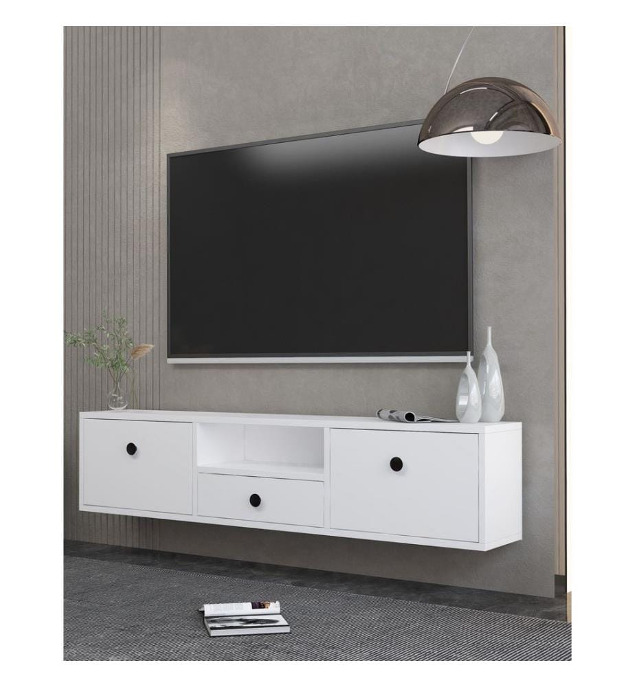 TV-Möbel, Weiss, Schwarz, 100 % MELAMINBESCHICHTETE SPANPLATTE