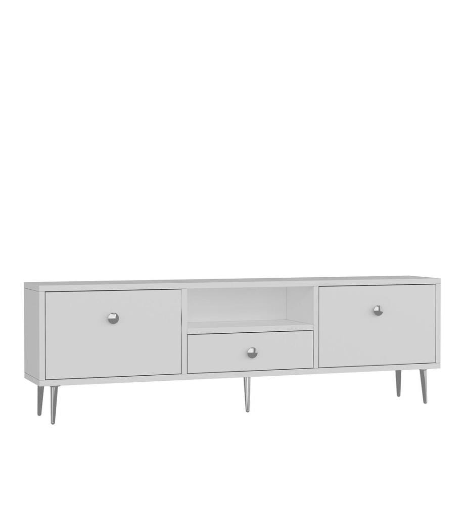 TV-Ständer, Weiss, Silber, 100 % MELAMINBESCHICHTETE SPANPLATTE