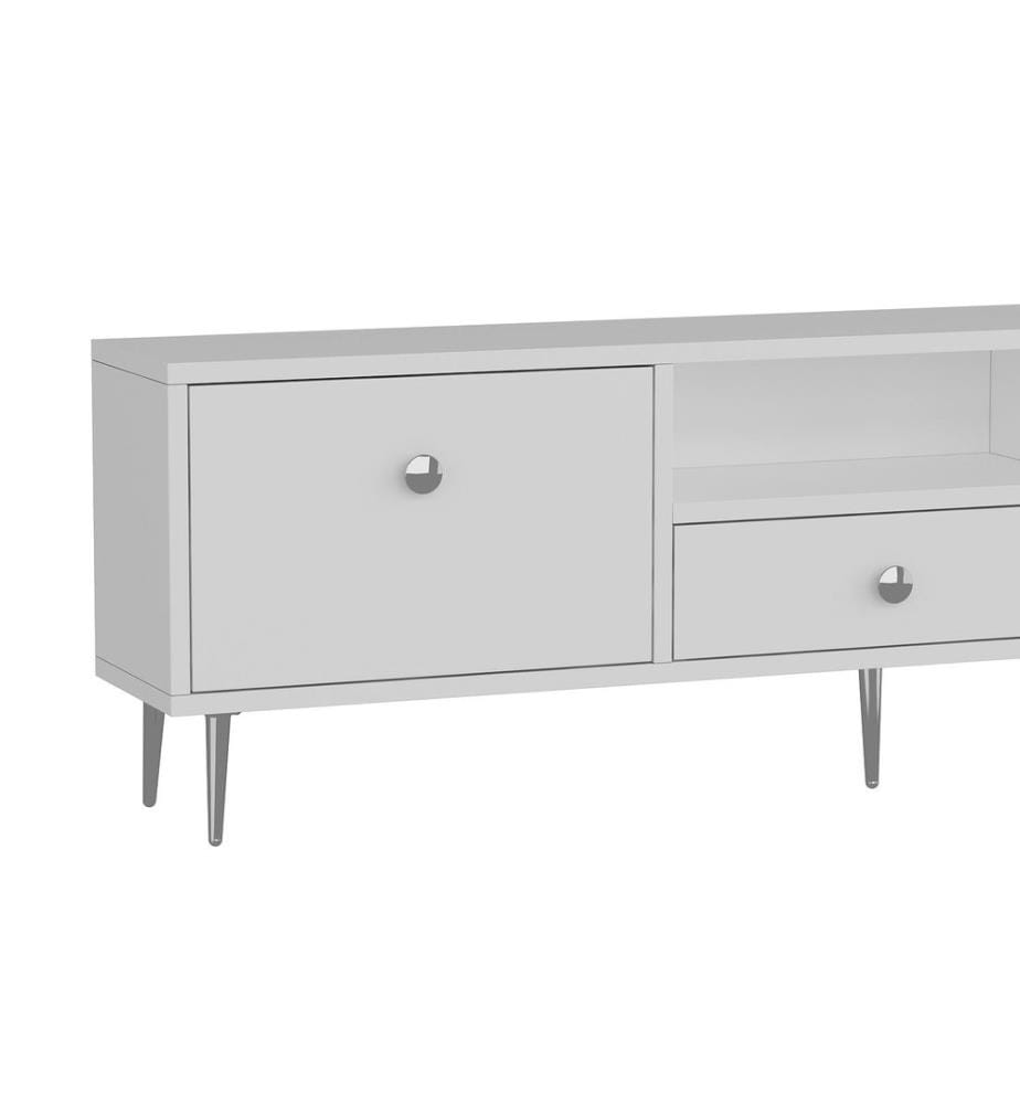TV-Ständer, Weiss, Silber, 100 % MELAMINBESCHICHTETE SPANPLATTE