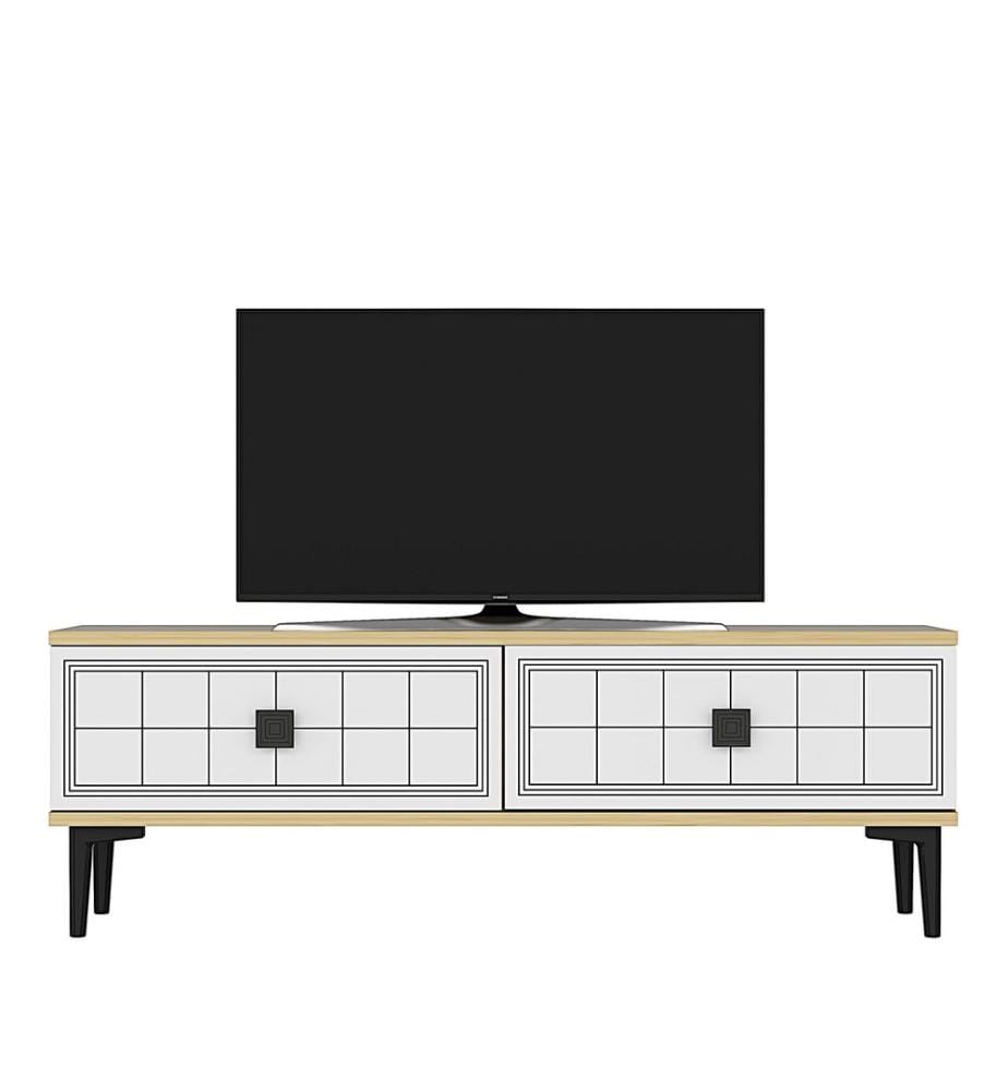 Meuble TV, chêne saphir, blanc, 100 % PANNEAUX DE PARTICULES REVÊTUS DE MÉLAMINE
