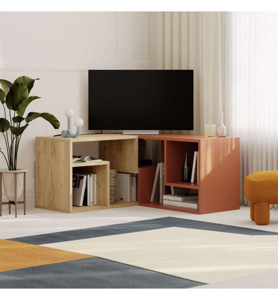Meuble TV, Sapphire Oak, cannelle, PANNEAU DE PARTICULES 100 % REVÊTU DE MÉLAMINE