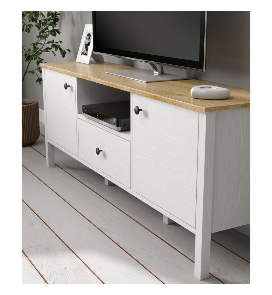 TV Stand, Wooden, White, 100% MELAMINE COATED PARTICLE BOARD