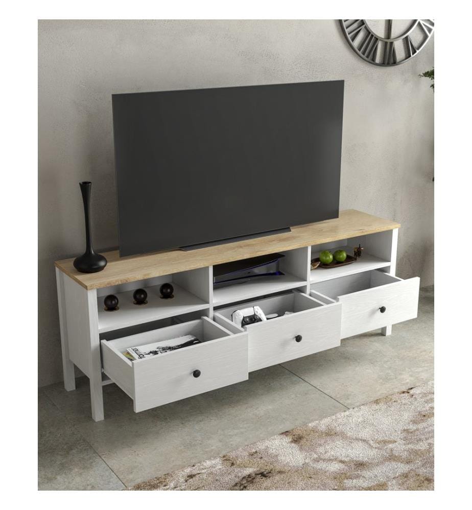 TV Stand, Wooden, White, 100% MELAMINE COATED PARTICLE BOARD