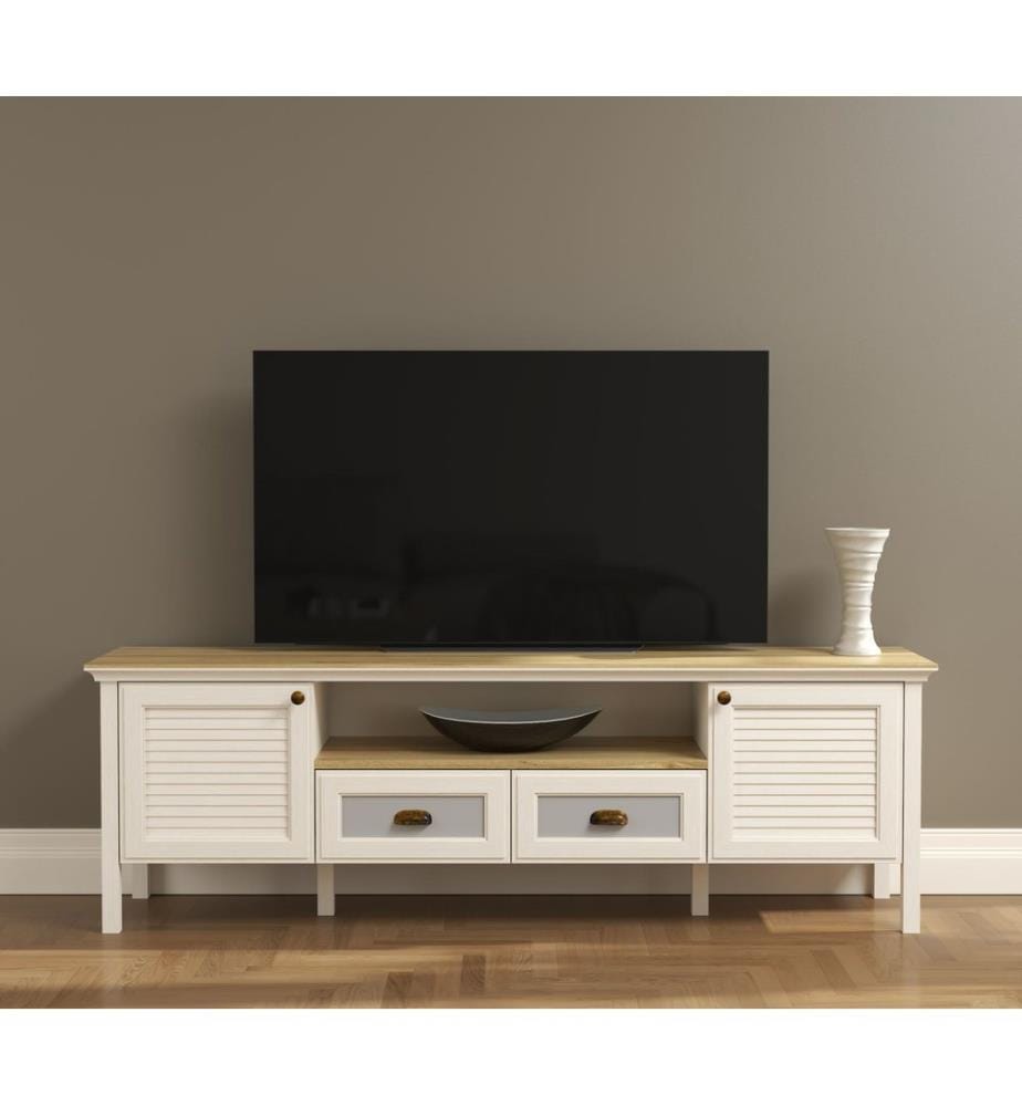 TV Stand, Cream, Oak, Grey, 100% MELAMINE COATED PARTICLE BOARD