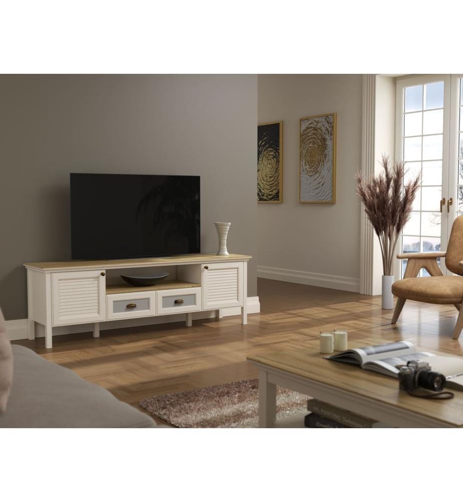 TV Stand, Cream, Oak, Grey, 100% MELAMINE COATED PARTICLE BOARD