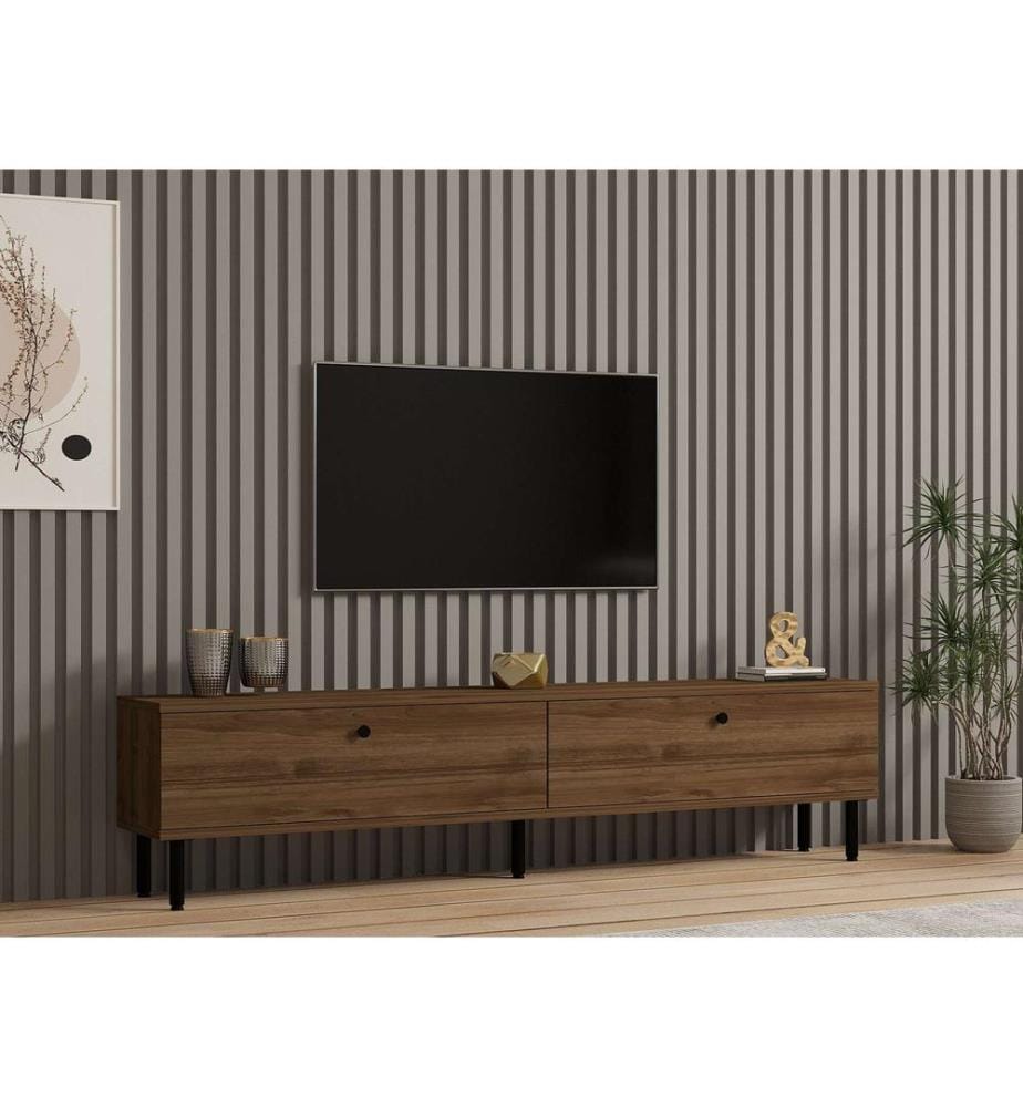 TV-Möbel, Walnuss, 100 % MELAMINBESCHICHTETE SPANPLATTE