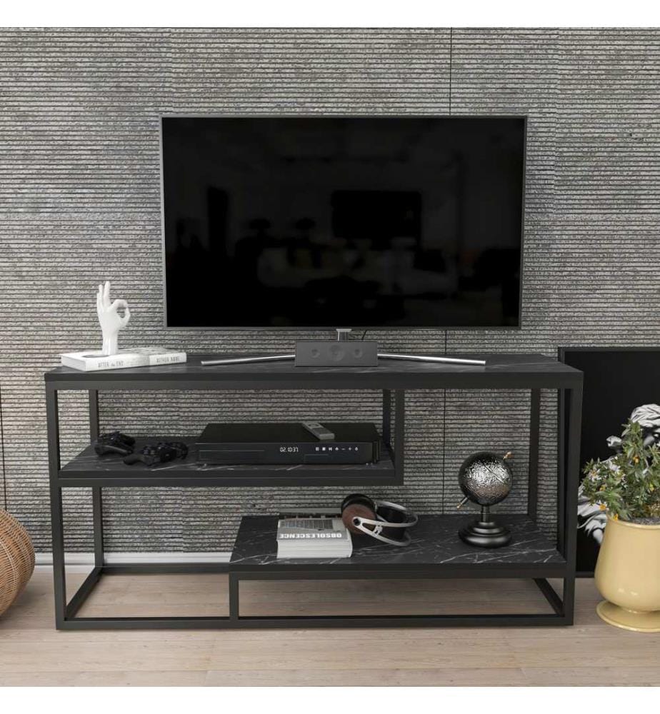 TV-Möbel, Bendire Schwarz, 100 % MELAMINBESCHICHTETE SPANPLATTE