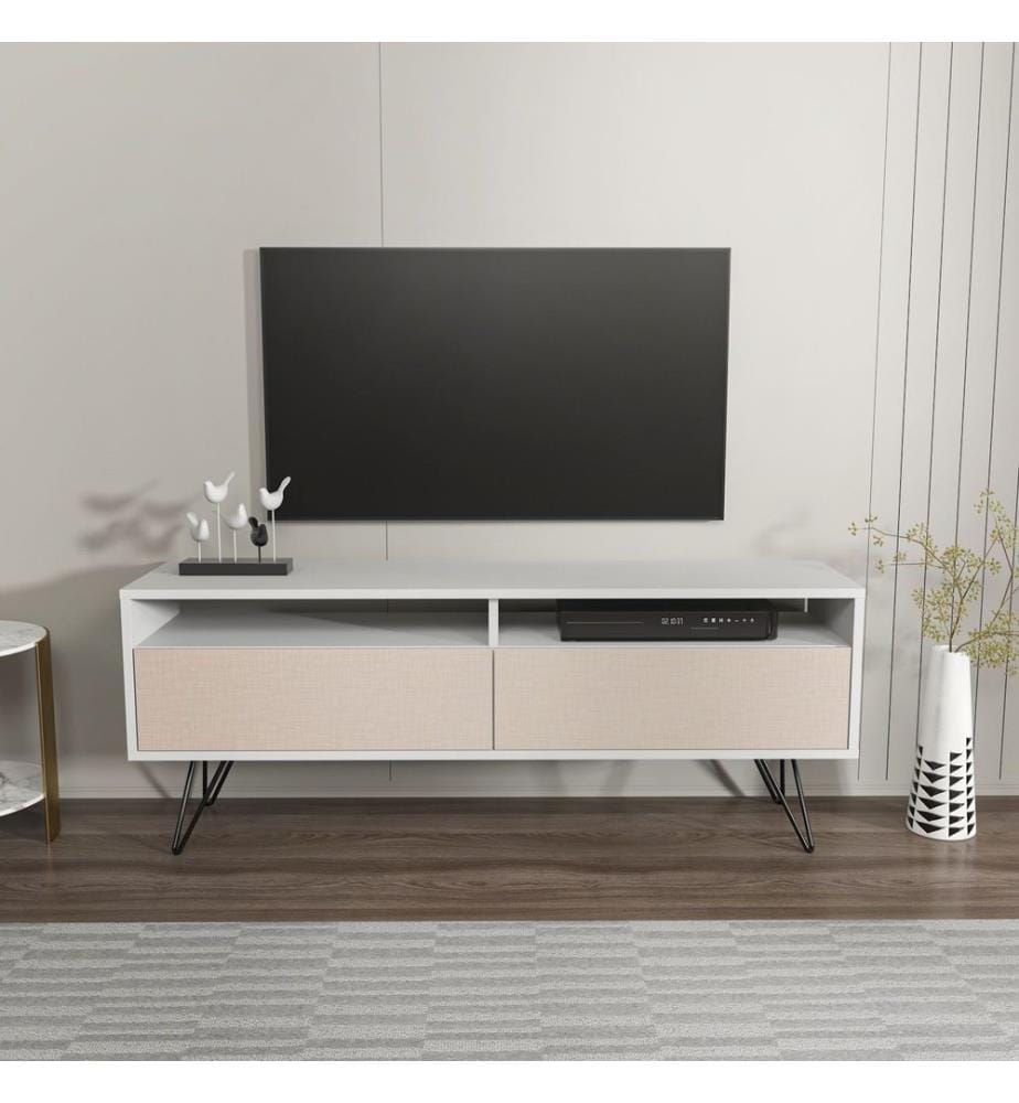 TV-Ständer, weiss, beige, 100 % MELAMINBESCHICHTETE SPANPLATTE