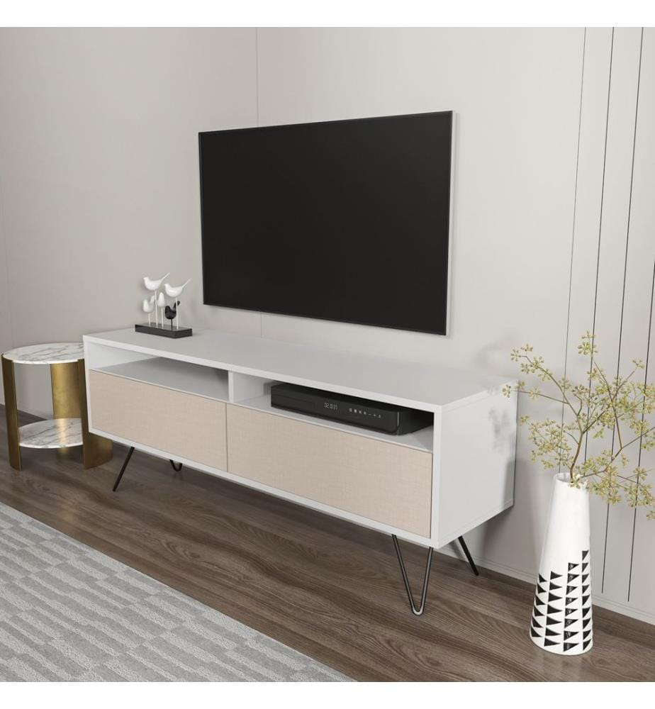 TV-Ständer, weiss, beige, 100 % MELAMINBESCHICHTETE SPANPLATTE