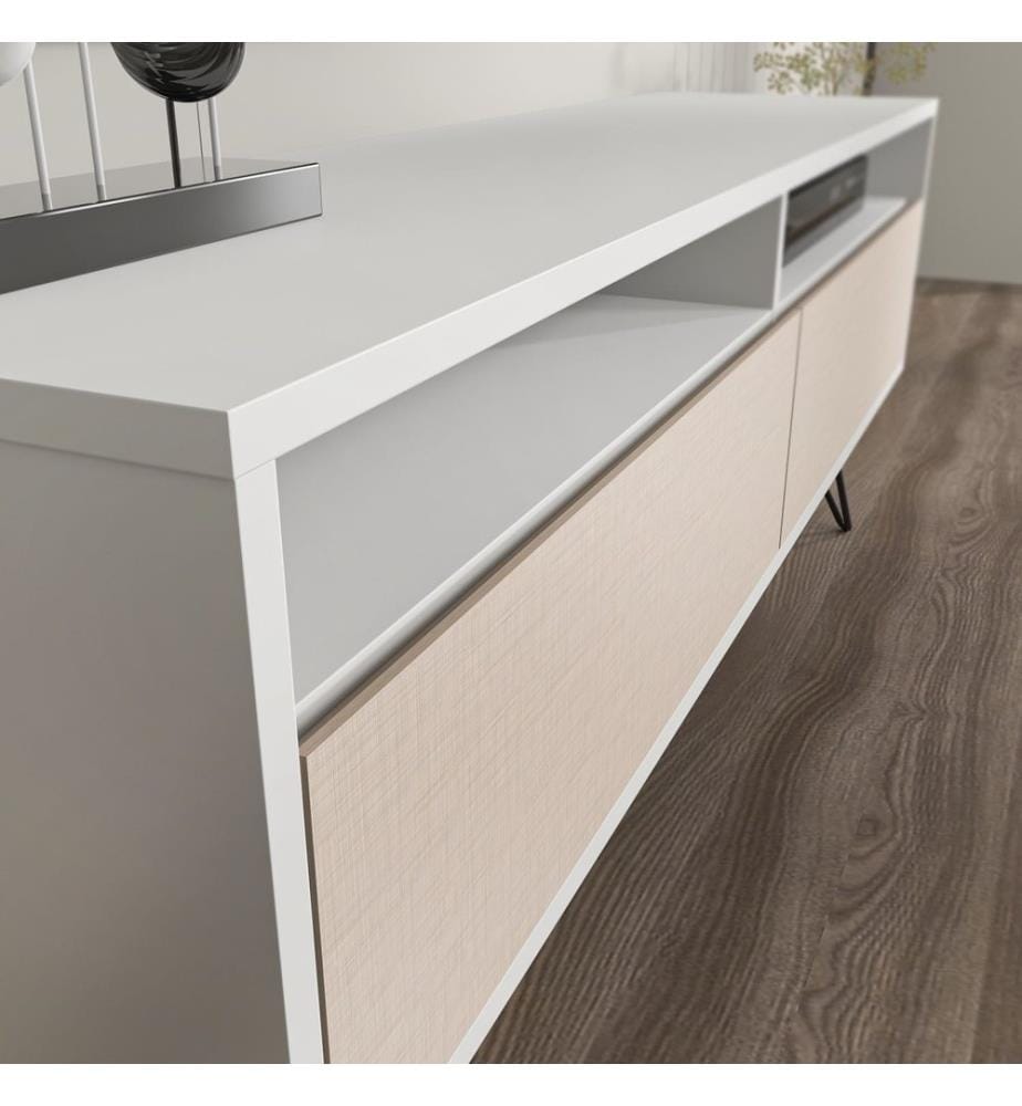 TV-Ständer, weiss, beige, 100 % MELAMINBESCHICHTETE SPANPLATTE