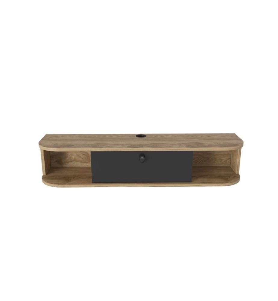 TV-Ständer, Schwarz, Oud Oak, 100 % MELAMINBESCHICHTETE SPANPLATTE