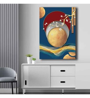 Quadro decorativo su tela, beige, grigio, rosso, blu, 100% tela, telaio in legno di pino