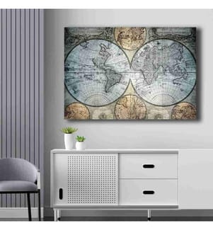 Quadro decorativo su tela, blu, beige, nero, 100% tela, telaio in legno di pino