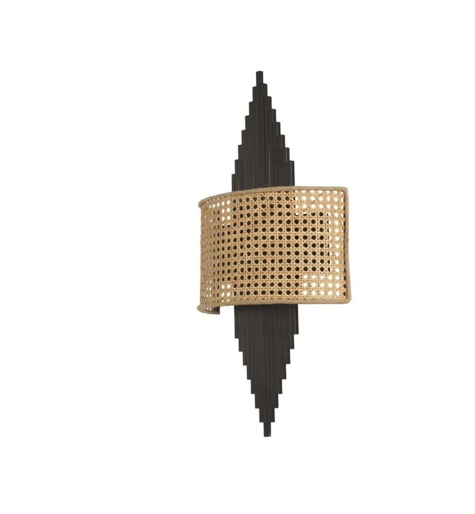 Wandleuchte, Schwarz, Beige, Metallkörper, Stoffkappe