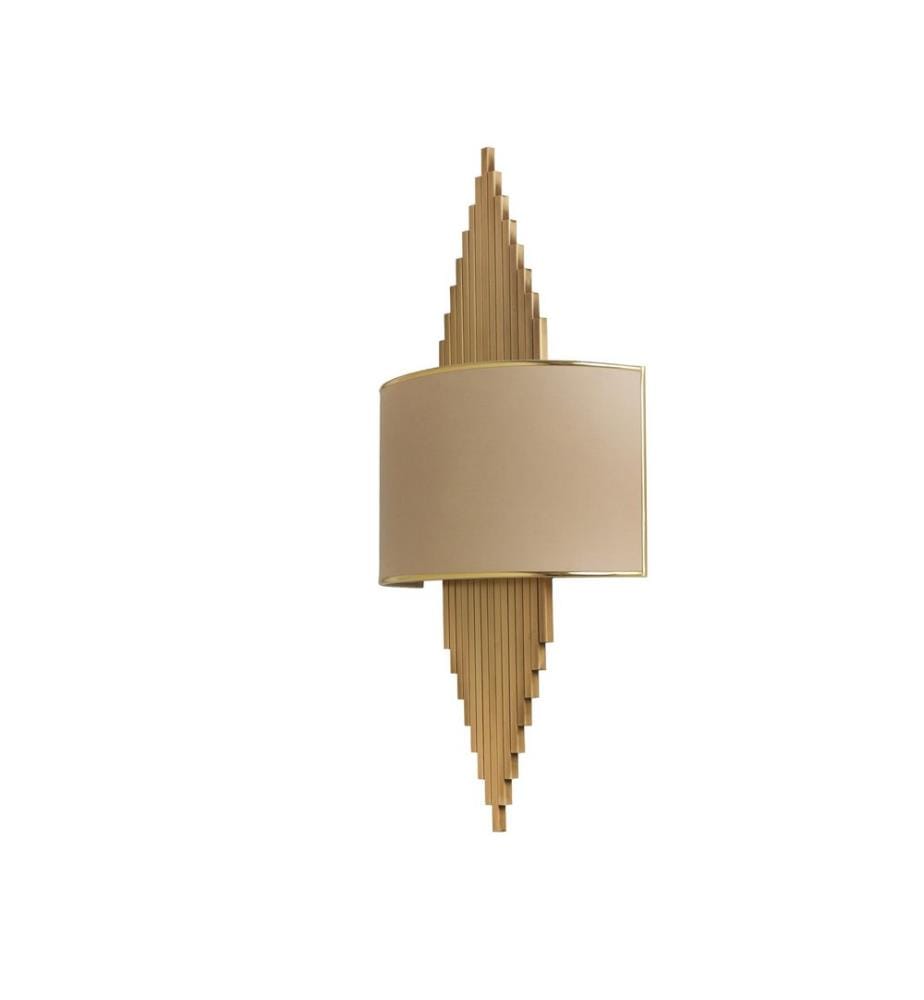 Applique murale, dorée, beige, CORPS EN MÉTAL, CAPUCHON EN TISSU