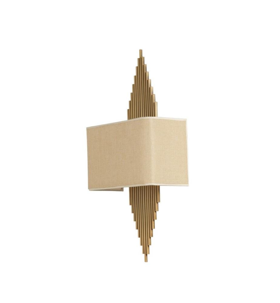 Applique murale, dorée, beige, CORPS EN MÉTAL, CAPUCHON EN TISSU