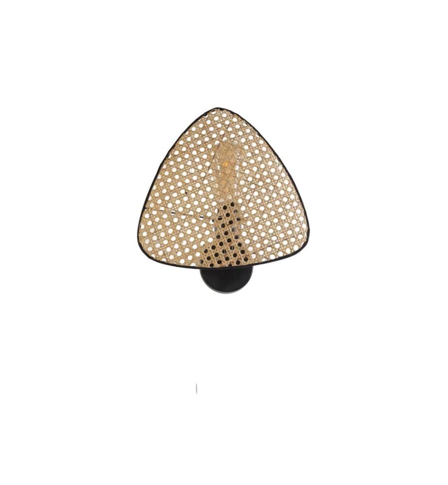 Wandleuchte, Schwarz, Beige, Metallkörper, Stoffkappe