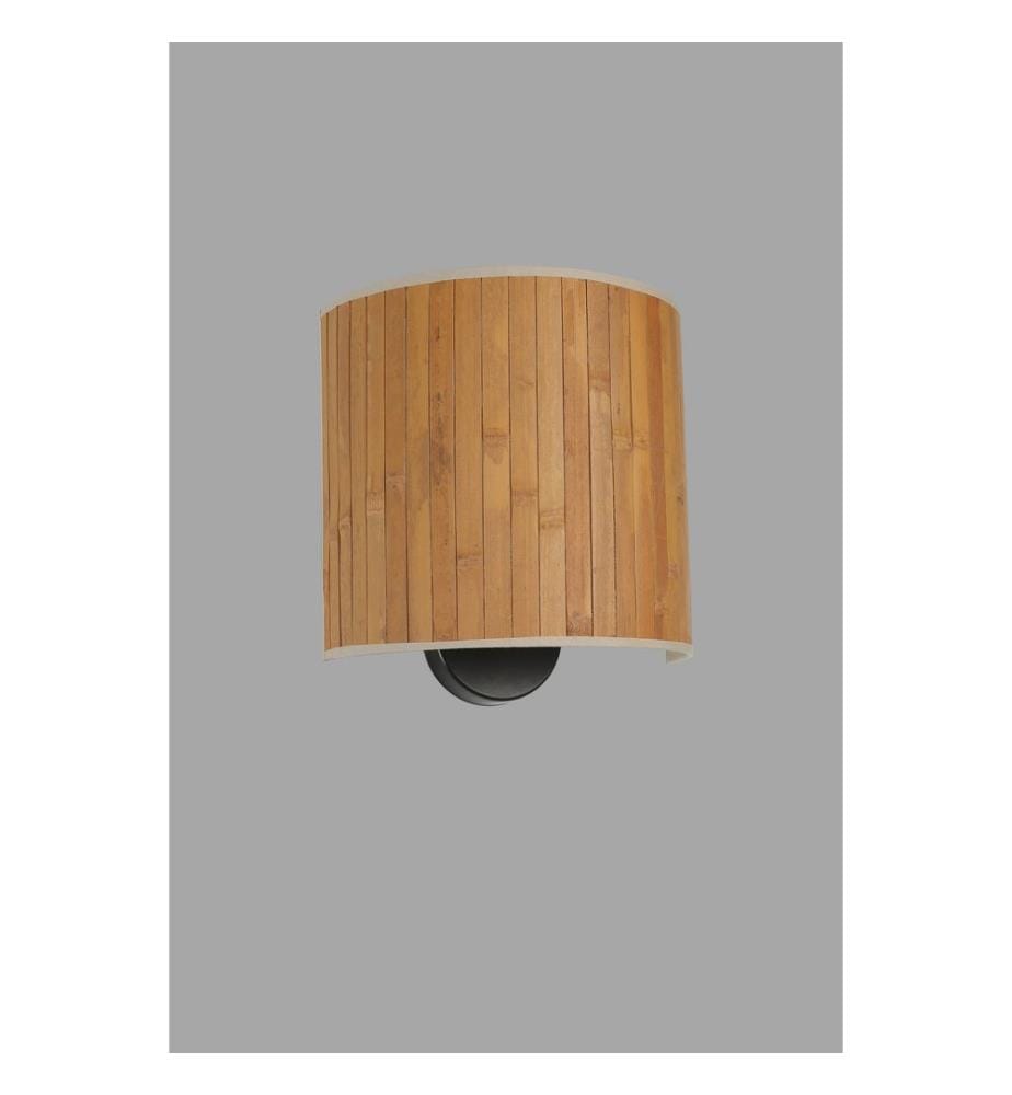 Wandleuchte, Holz, Metallkörper, Stoffkappe