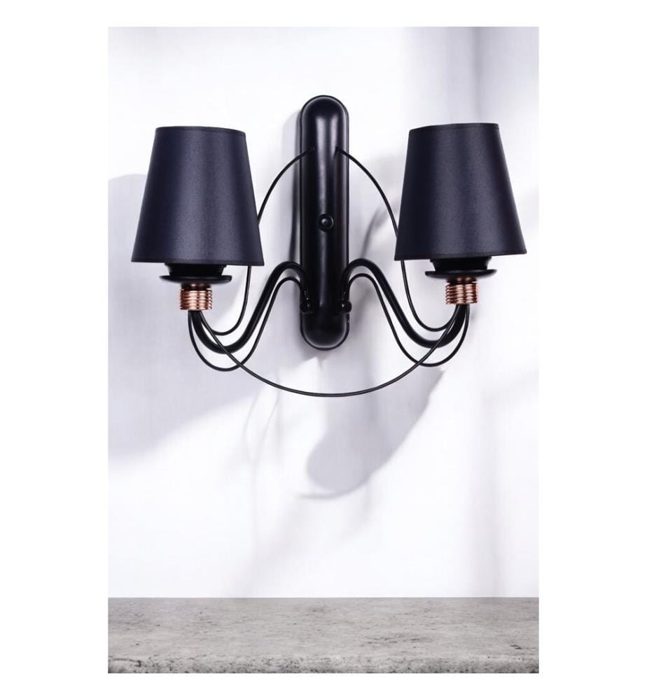 Wall Lamp, Black, METAL BODY, FABRIC CAP